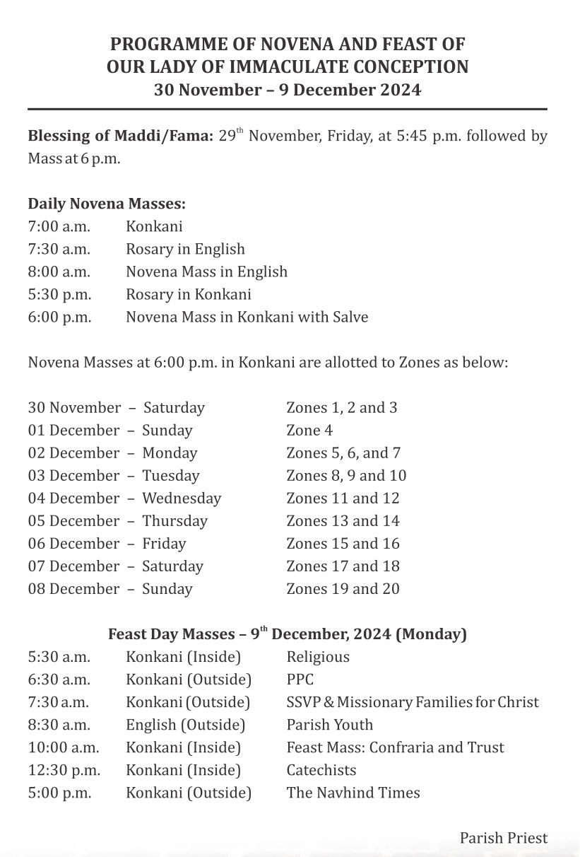 Novena Schedule Nov 2024 a