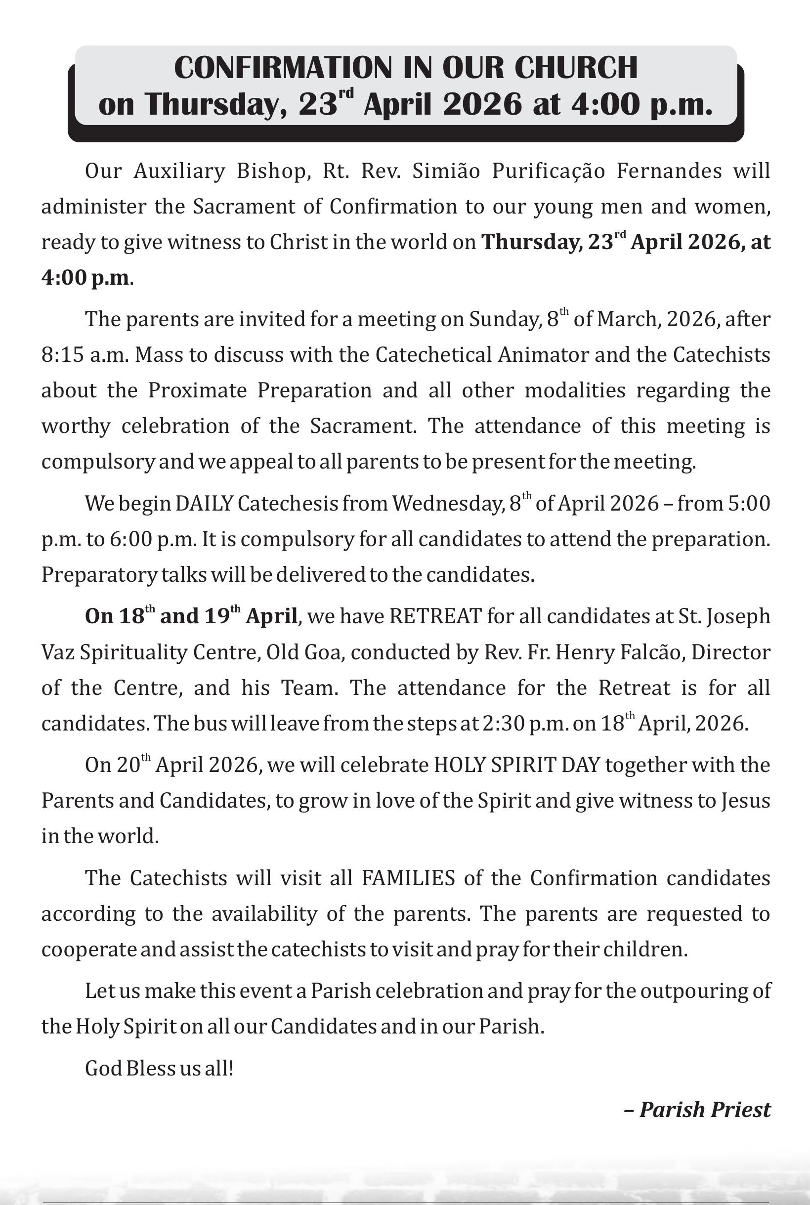 Confirmation Steps April 2026