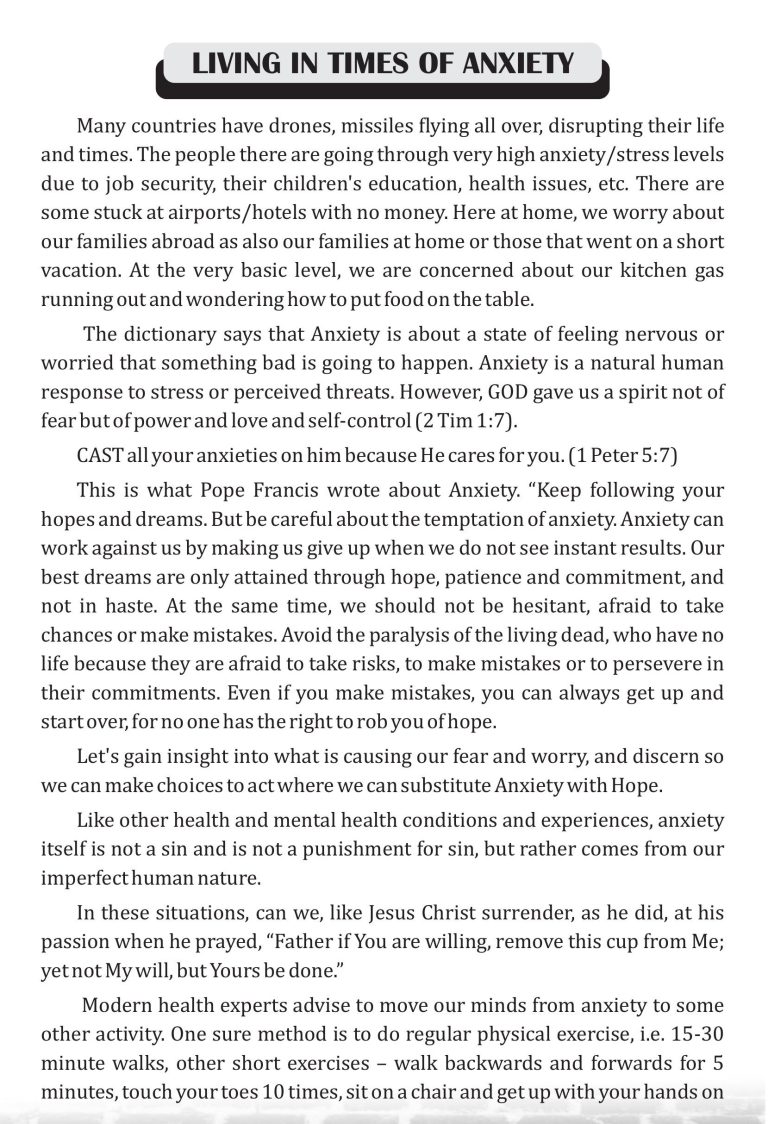 Living in times of Anxiety Steps April 2026 a