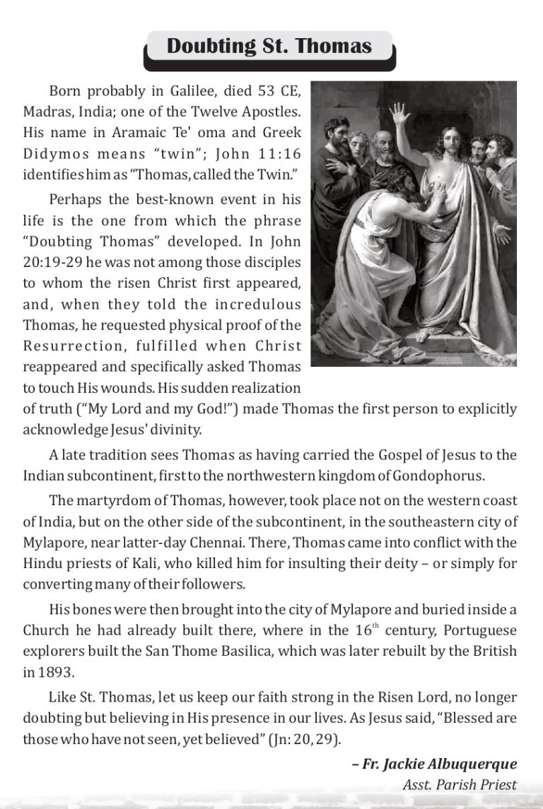 Doubting St Thomas July 2026