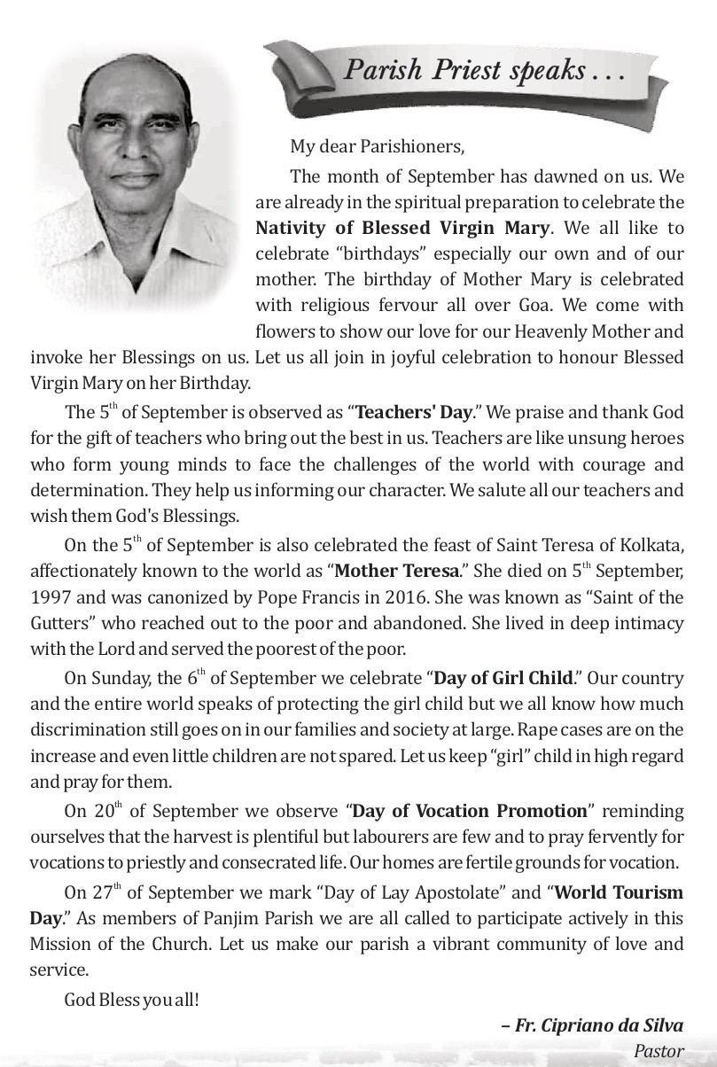 Parish Priest Message Steps Sep 2026